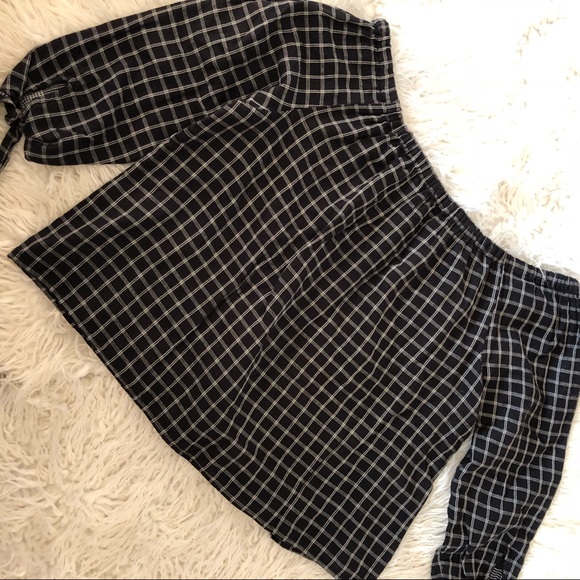 MADEWELL Off Shoulder Top Black White Plaid M L - Picture 3 of 8
